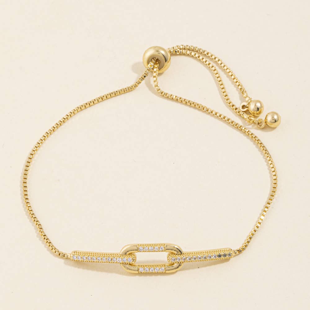 Interlocked Pave Link Bolo Bracelet
