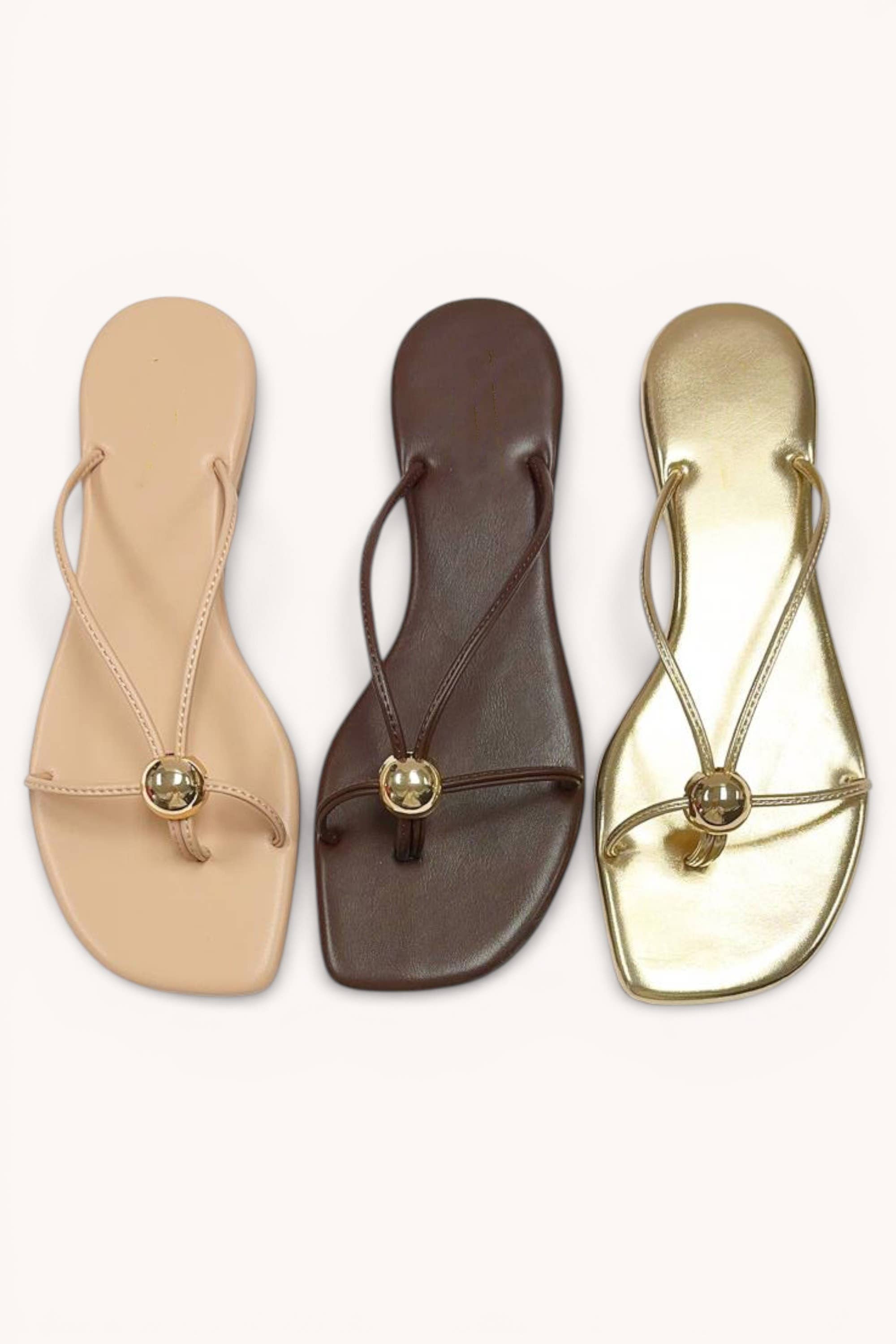 Square Toe Sandal with Gold Detail