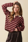 Lena Stripe Collared Knit Top