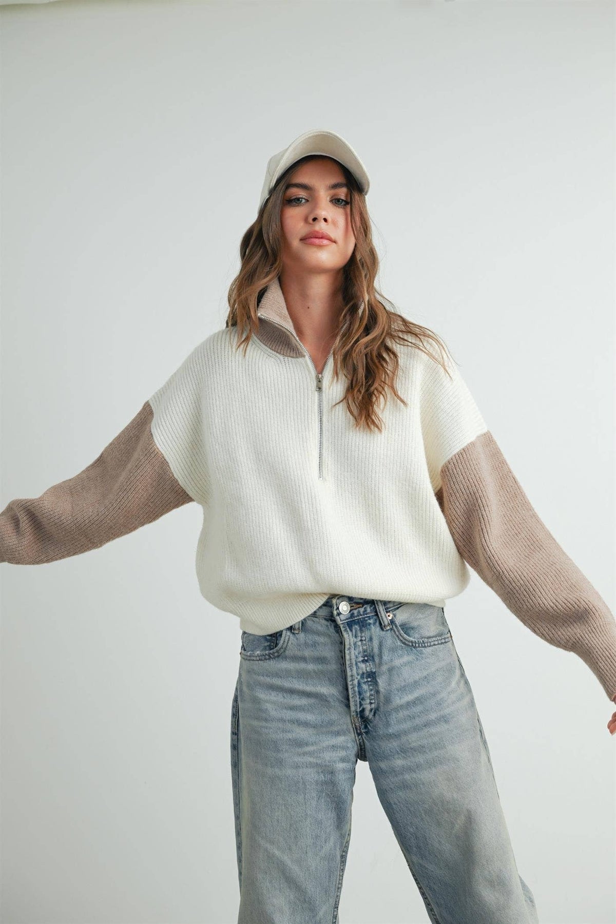 Color Block Half Zip Pullover