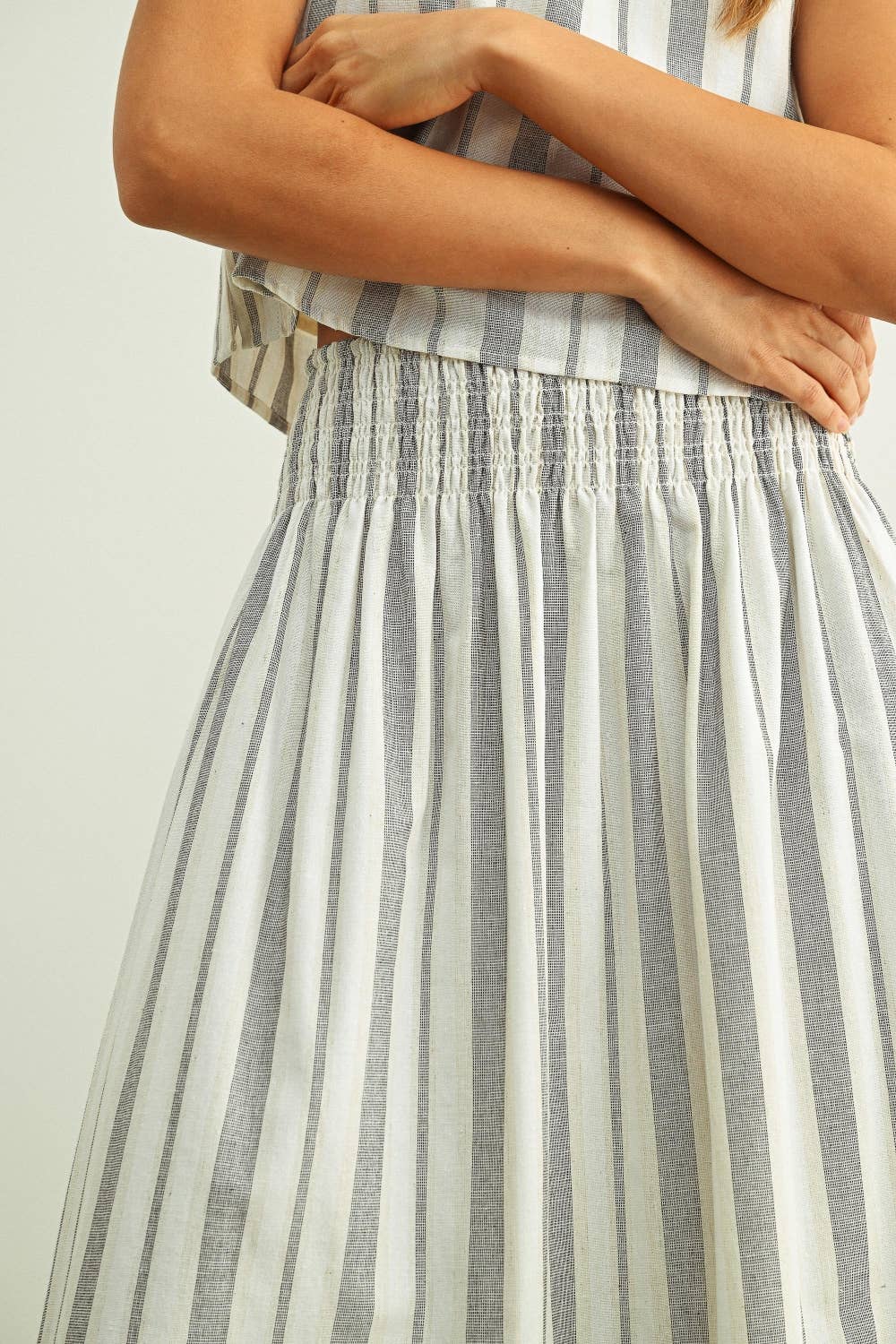Blake Smocked Stripe Skirt