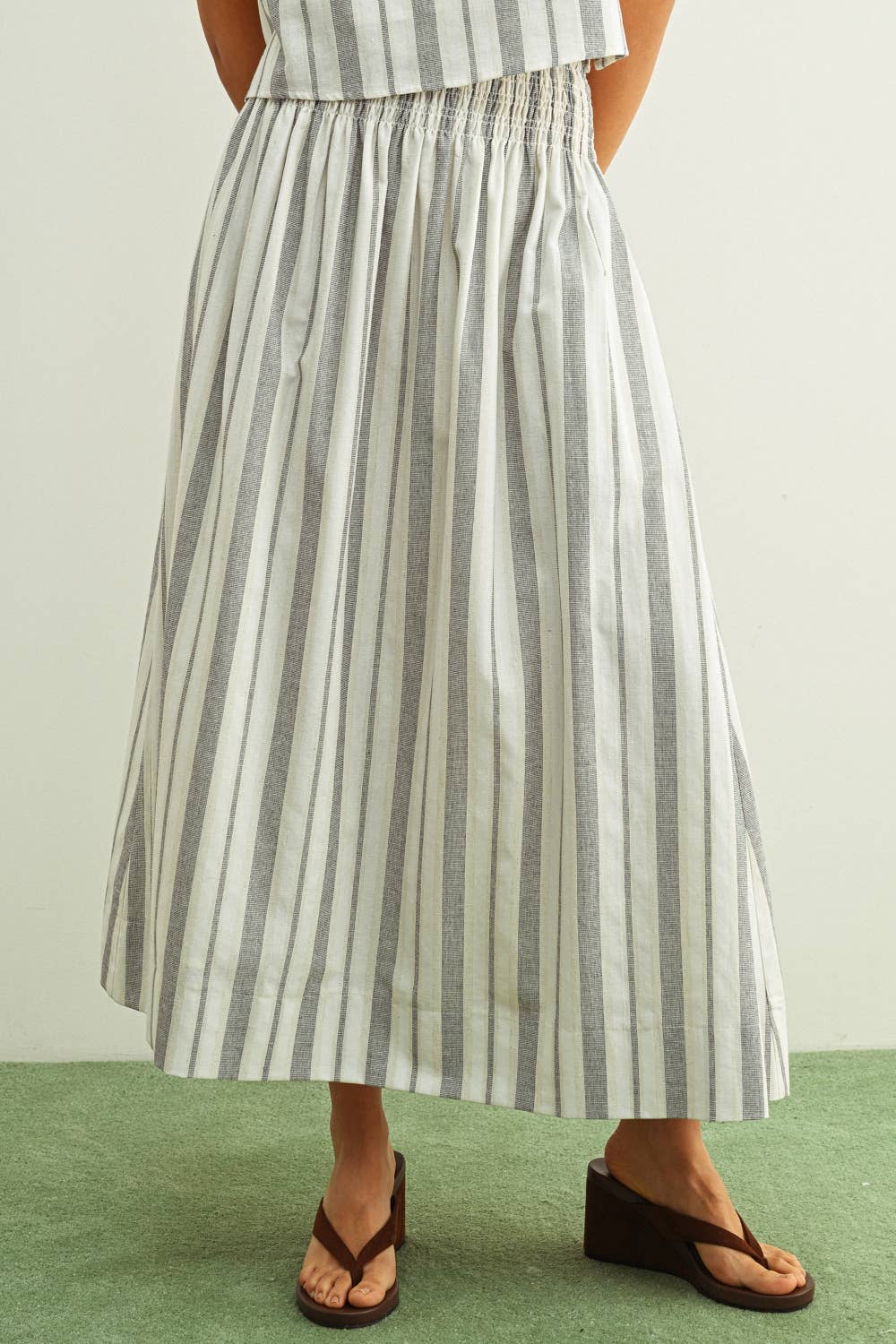 Blake Smocked Stripe Skirt