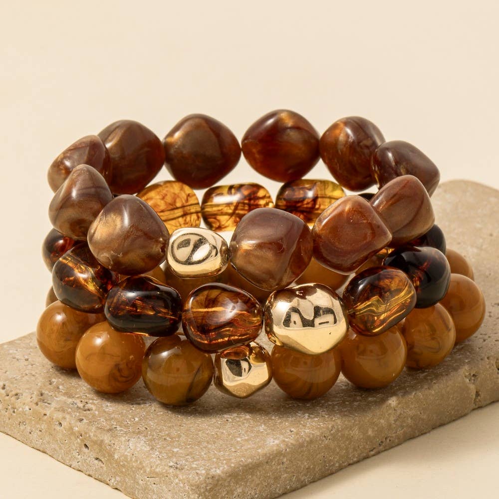 Camille Gold and Brown Beaded Bracelet