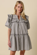 Cara Gingham Ruffle-Trim Dress