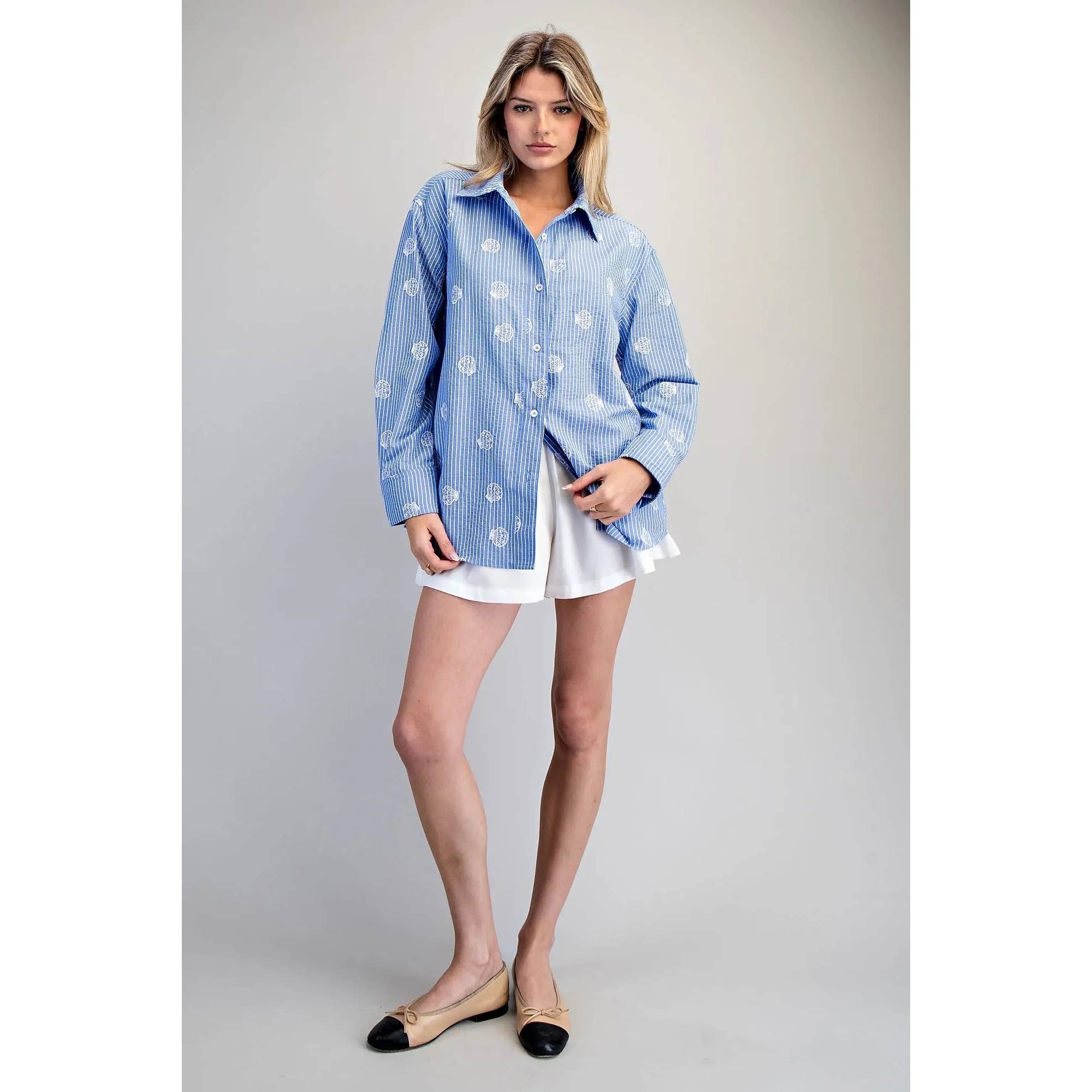 Seashell Embroidered Shirt