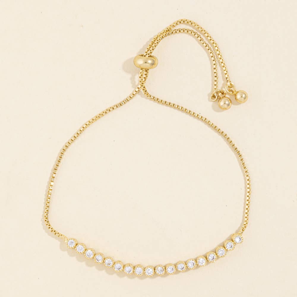 Bezel Tennis Bolo Bracelet